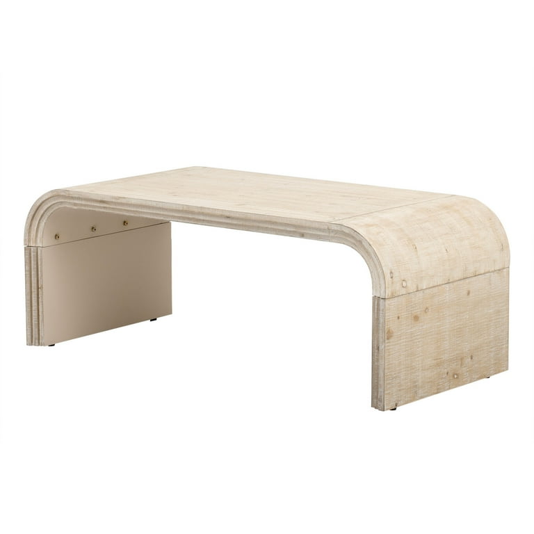 Retro Log Style Coffee Table with Curved Art Deco Design