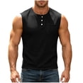 thumbnail image 4 of Horkkom Tank Tops Men Solid Color Button Sleeveless Shirts Vacation Workout Casual Shirts with Pockets, S-3XL, 4 of 8