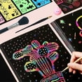 thumbnail image 5 of Scratch Paper Art Set,50 Sheets 8x11in Rainbow Coated Scratchboard Large Scratch Paper with Wooden Styluses and Stencils, 5 of 5