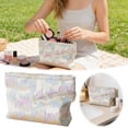 thumbnail image 2 of Large Capacity with Floral Print Zipper Closure Travel Makeup Organizer for Toiletries and Stationery Storage, 2 of 6