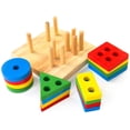 thumbnail image 3 of Juguetes educativos de madera para niños, juguetes de educación temprana, práctica de habilidades prácticas, formas geométricas, 3 of 8