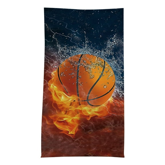 Guanhe Basketball Beach Towels Boys Oversized Bath Towel 30x60inch Soft Microfiber Towel Background Print for Sports Girls Teens Adults Women Men