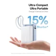 thumbnail image 5 of Baseus 10000mAh Power Bank,45W Portable Charger with Built-in USB-C Cable 3-Output LED Display, Fast Charging External Battery Pack Picogo Powerbank, White, 5 of 8