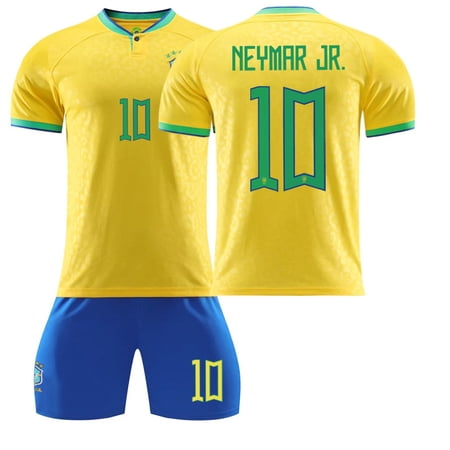 Neymar 2022-2023 Brazil Home Soccer Jersey Activewear for Kids and Adults