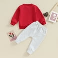 thumbnail image 3 of Bagilaanoe 2Pcs Toddler Baby Boy Valentine's Day Clothes Letter Print Long Sleeve Sweatshirt Tops + Sweatpants 3M 6M 12M 18M 24M 3T Kids Pants Set, 3 of 8