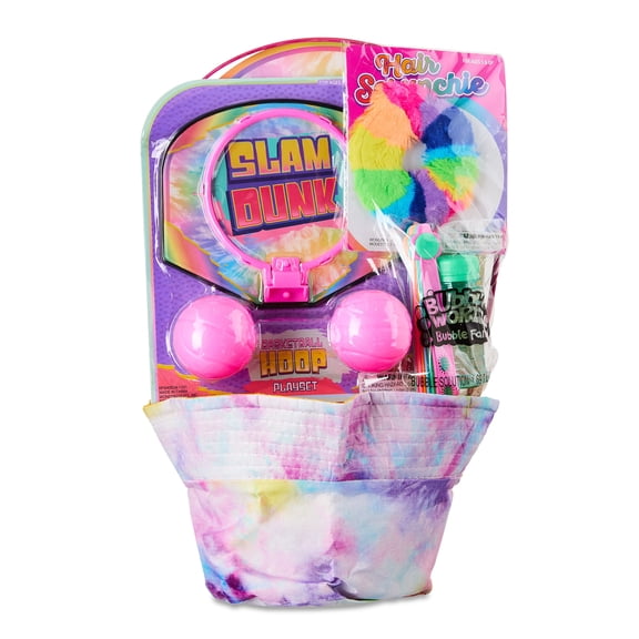 Prefilled Pink Tie Dye Hat Easter Basket Gift Set, by Wondertreats