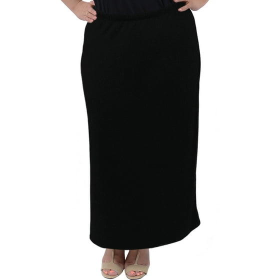 Stretch Is Comfort - Plus Size Long Tube Skirt - 2X (16-18) / Black ...