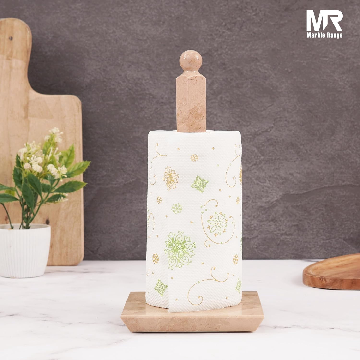 Radicaln Verona Marble Paper Towel Holder 12.5" Stone Paper Towel Organizer for Kitchen Countertop Storage, Kitchen Essentials, Elegant Freestanding Roll Stand for Bathroom and Home Décor