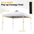 thumbnail image 3 of Gymax 10x10 FT Pop Up Canopy Tent 1-Person 1-Button Push Instant Setup Heavy Duty Frame Silver-Coated Top Portable Gazebo w/ 4 Sandbags White, 3 of 10