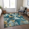 thumbnail image 6 of Addison Rugs Chantille Indoor/Outdoor Transitional Geometric Teal Machine Washable Rectangle Rug, 3' x 5', 6 of 8