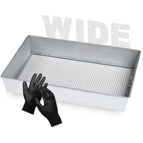 WENSES Wide Soil Sifter, 17.5 x 11.5 inch Size with 1/4 inch Mesh, Includes Work Gloves