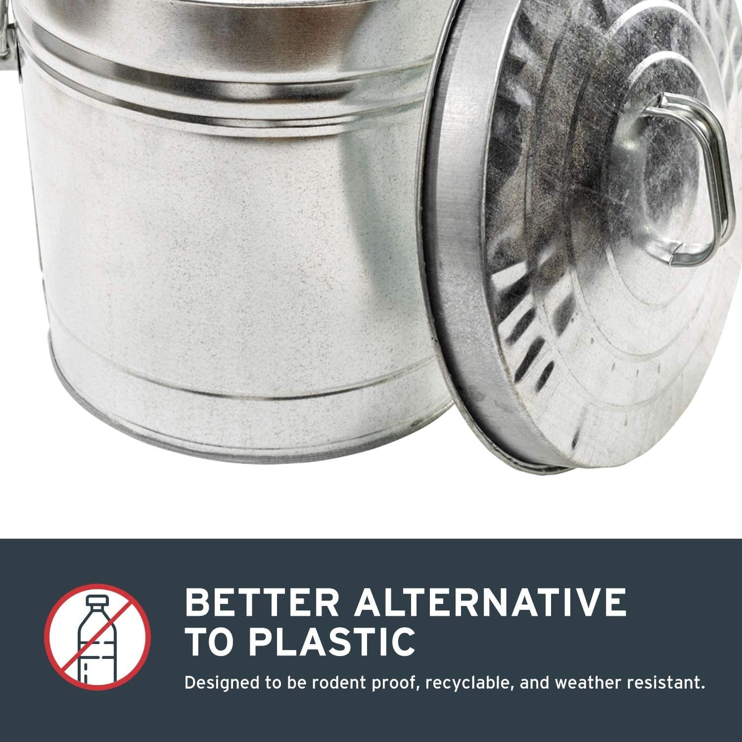 Behrens 6 Gallon Trash Can Galvanized Steel in Silver — Heritage American-Made Outdoor & Workshop Container