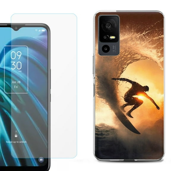 OneToughShield ® for TCL 40 XE 5G Shockproof Fashion Phone Case, with Tempered Glass Screen Protector - Surfing