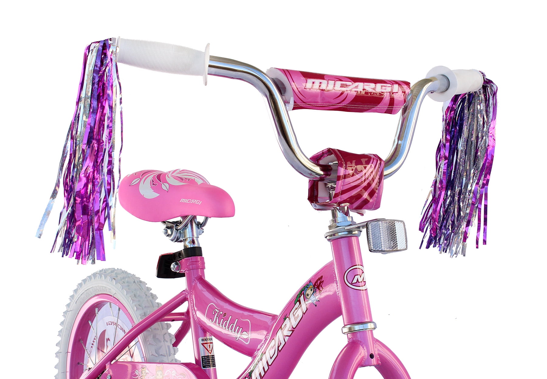 USToyOutlet 16" BMX S-Type Frame Bicycle Coaster Brake One Piece Crank Pink Rims White Tire Kid's Bike - Pink