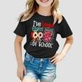 thumbnail image 2 of 100 Days Of School Shirt Kids Girl Round Neck Short Sleeve T Shirts Cartoon Print Blouse Tops Fashion Kids Summer Clothing Black,5-6 Years, 2 of 4