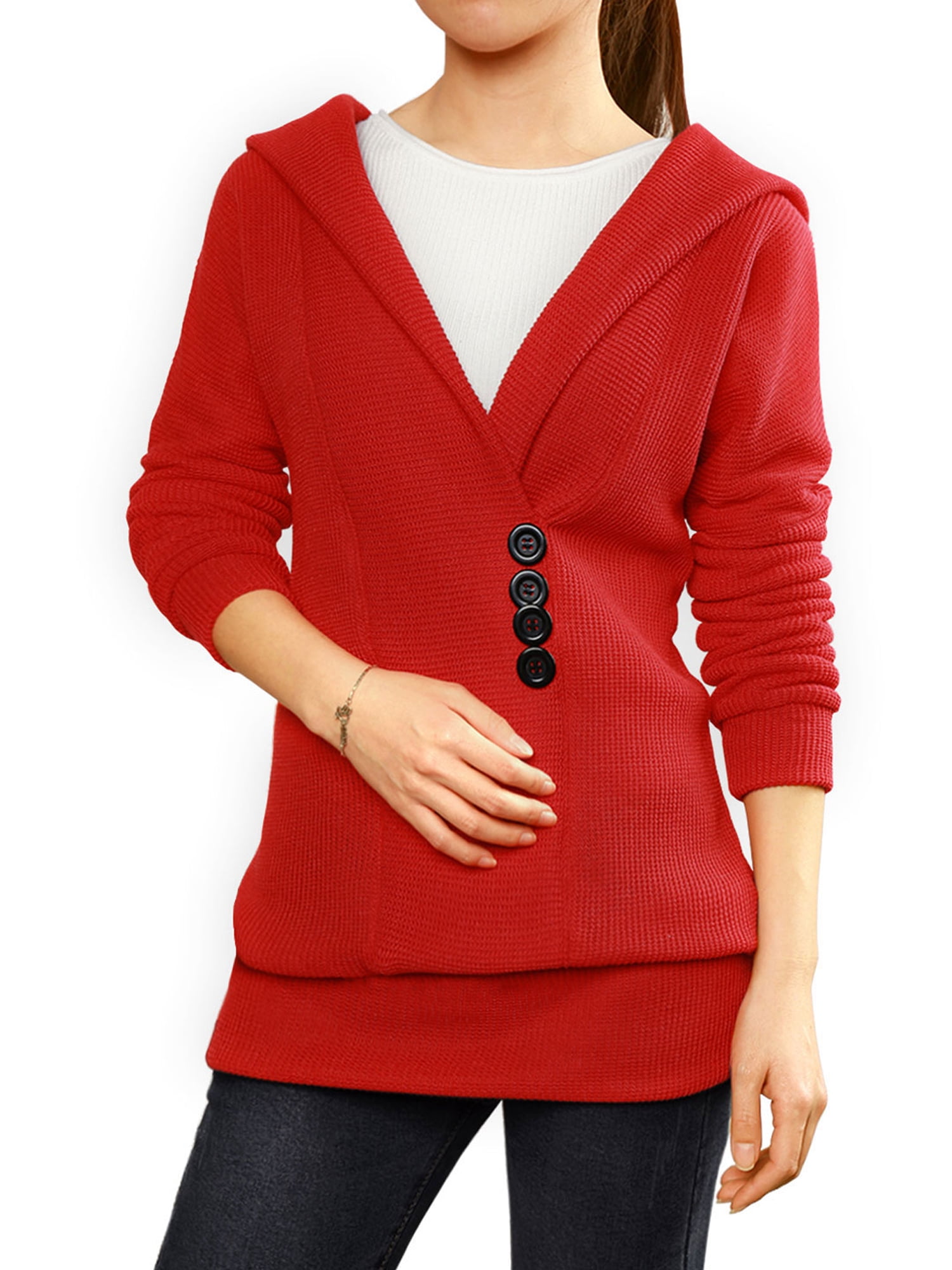 Women's Shawl Collar Buttons Decor 