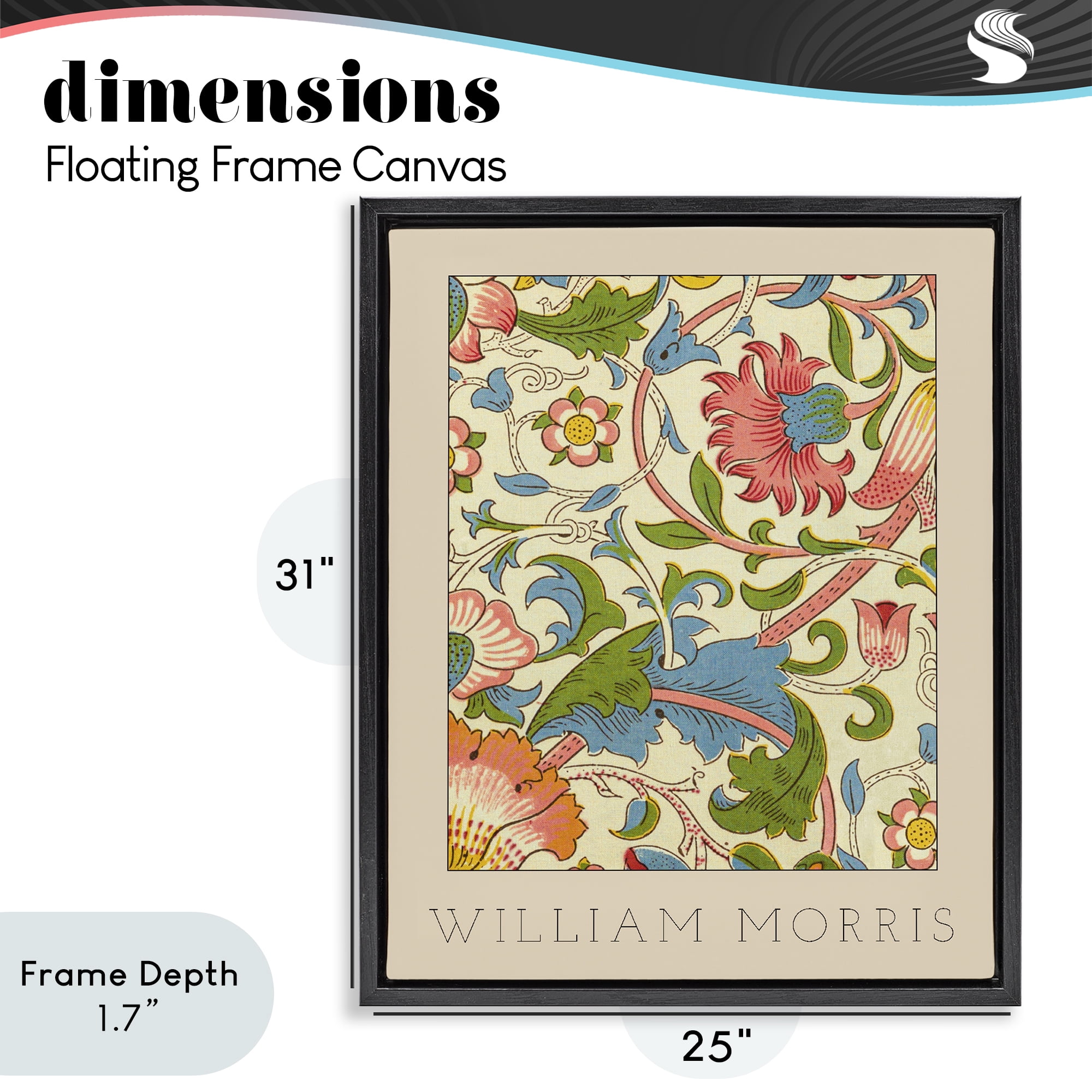 Stupell Industries Stylish Boho Classic Flowers Black Framed Floater Canvas Wall Art, design by Lil' Rue