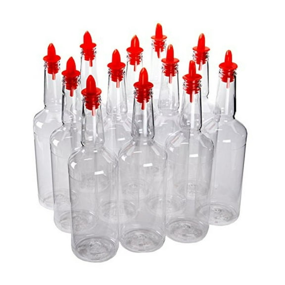 Dozen (12) Plastic Long Neck Bottles with Pourer