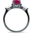 thumbnail image 5 of Three Stone Ring Kite Shape Ruby Cubic Zirconia Black Tone 925 Sterling Silver, Size 7, 5 of 7