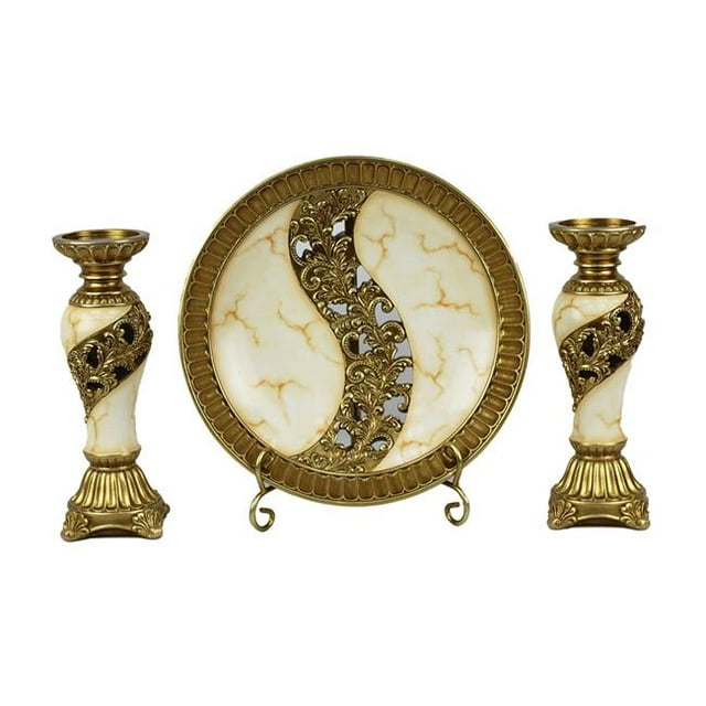 DLusso Designs GD34 Candida Collection Charger, Stand & 2 Candlestick Set - 4 Piece
