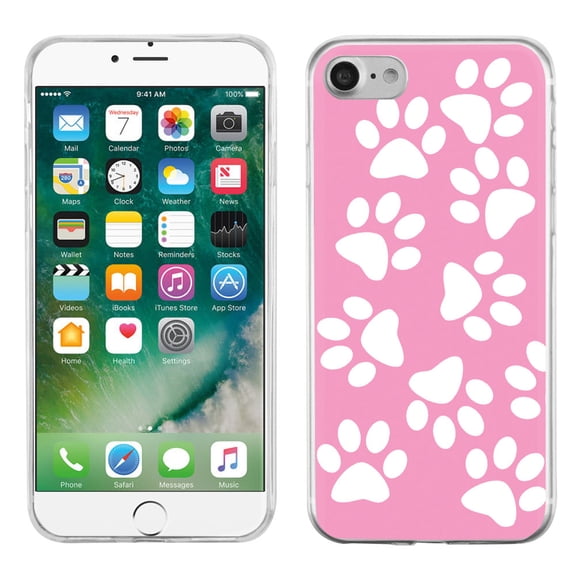Slim-Fit Case for Apple iPhone 8, OneToughShield ® Premium TPU Gel Phone Case - Pet Paw / Pink