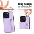 thumbnail image 3 of JTCASES for iPhone 13 Case, PU Leather Lychee Pattern Zipper Purse Finger Ring Buckle Card Slots Stand Shell for iPhone 13 Wear-resistant Shockproof Wallet Cover, Purple, 3 of 8