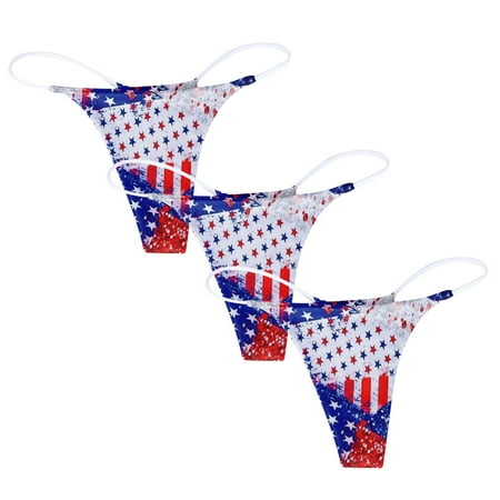 

GWAABD Cheeky Plus Size Brief 3PC Women s Printed Breathable Underwear Thong