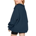 thumbnail image 5 of JTSRKL Girls' 1/4 Zipper Sweatshirts Lightweight Casual Oversized Long Sleeve Pullover Tops Cute Kids Teens Half Zipper Lapel V Neck Hoodie Sweater Navy 9-10 Years, 5 of 9