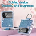 thumbnail image 2 of Funda para Samsung Galaxy Z Flip 4, funda Samsung Z Flip4 5G, purpurina delgada, protección a prueba de golpes, híbrido, PC duro, suave TPU, protección contra caídas, funda para niña, mujer, niño, diseño azul JM, 2 of 5