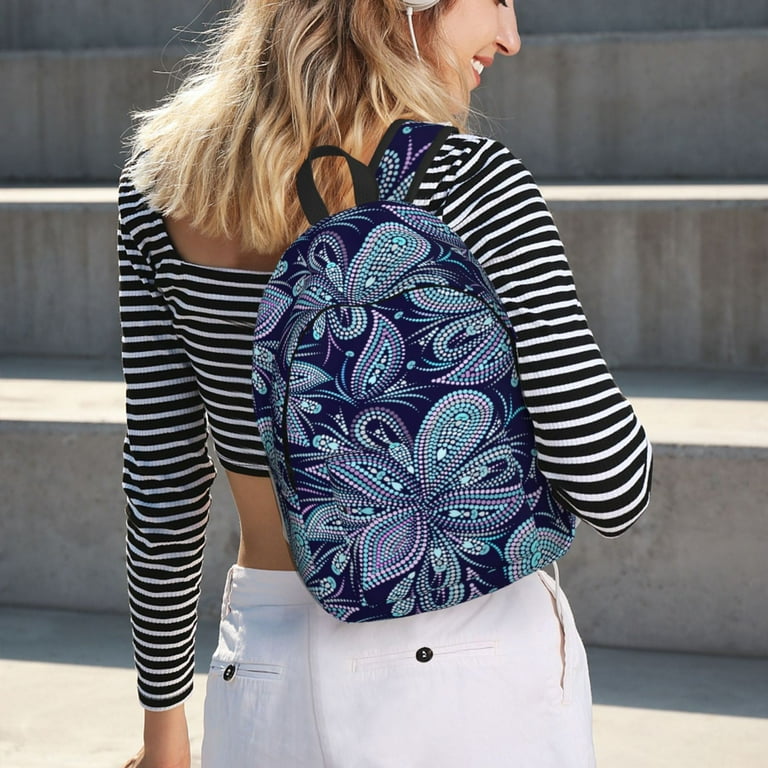Dotted Floral Paisley Canvas Backpack Backpack for School Bookbag School Backpacks for College Student Boys Girls Travel Work Laptop Backpack Carry On Backpack for Women Men Walmart