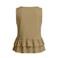 thumbnail image 4 of Cotton Linen Tank Tops Going Out Top Fitted Tank Tops Linen Tank Tops Peplum Tank Tops for Women V Neck Ruffle Tank Top Women's Babydoll Tops Summer Linen Tank Tops Brown 2XL, 4 of 7