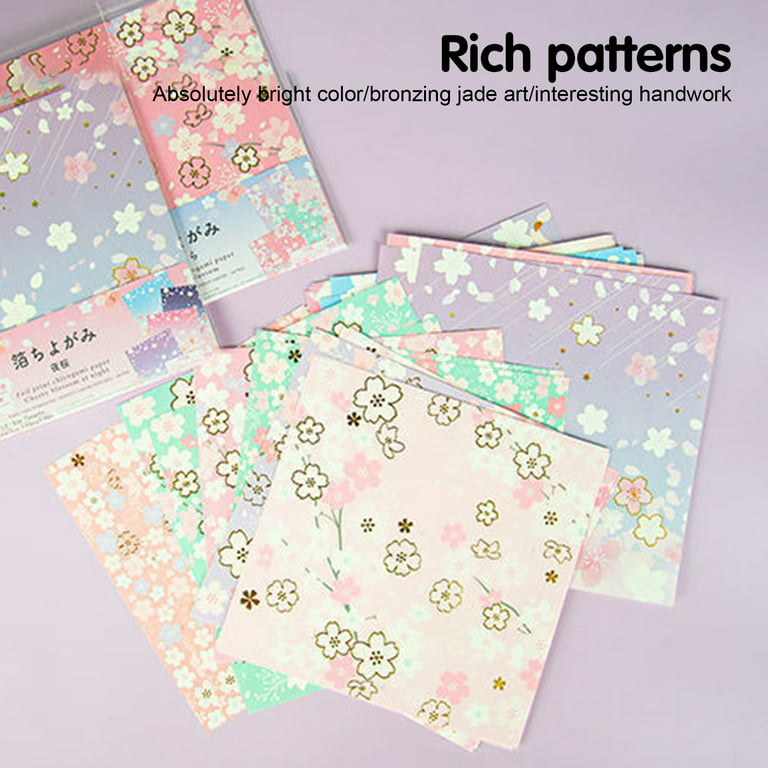 14 Sheets Origami Papers Japanese Style Decorative Square Flowers