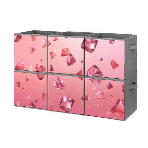 Collapsible Oxford Fabric Storage Cubes with Handles, Large Mid Foldable Oxford Cloth Bins Set of 2/6, Closet Organizers for Shelves Clothes Home Kitchen Toy - Crystal Falling