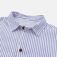 thumbnail image 3 of Camisas Casuales Para Hombre Camisa informal para hombre, camisa con estampado de rayas, camisa de manga corta con cuello vuelto de un solo pecho, Tops sueltos de (Blue, XL), 3 of 6