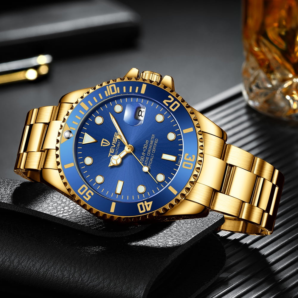 Tevise Classic Quartz Watch Man Waterproof Stainless Steel Wristwatches for Men Relogio Masculino