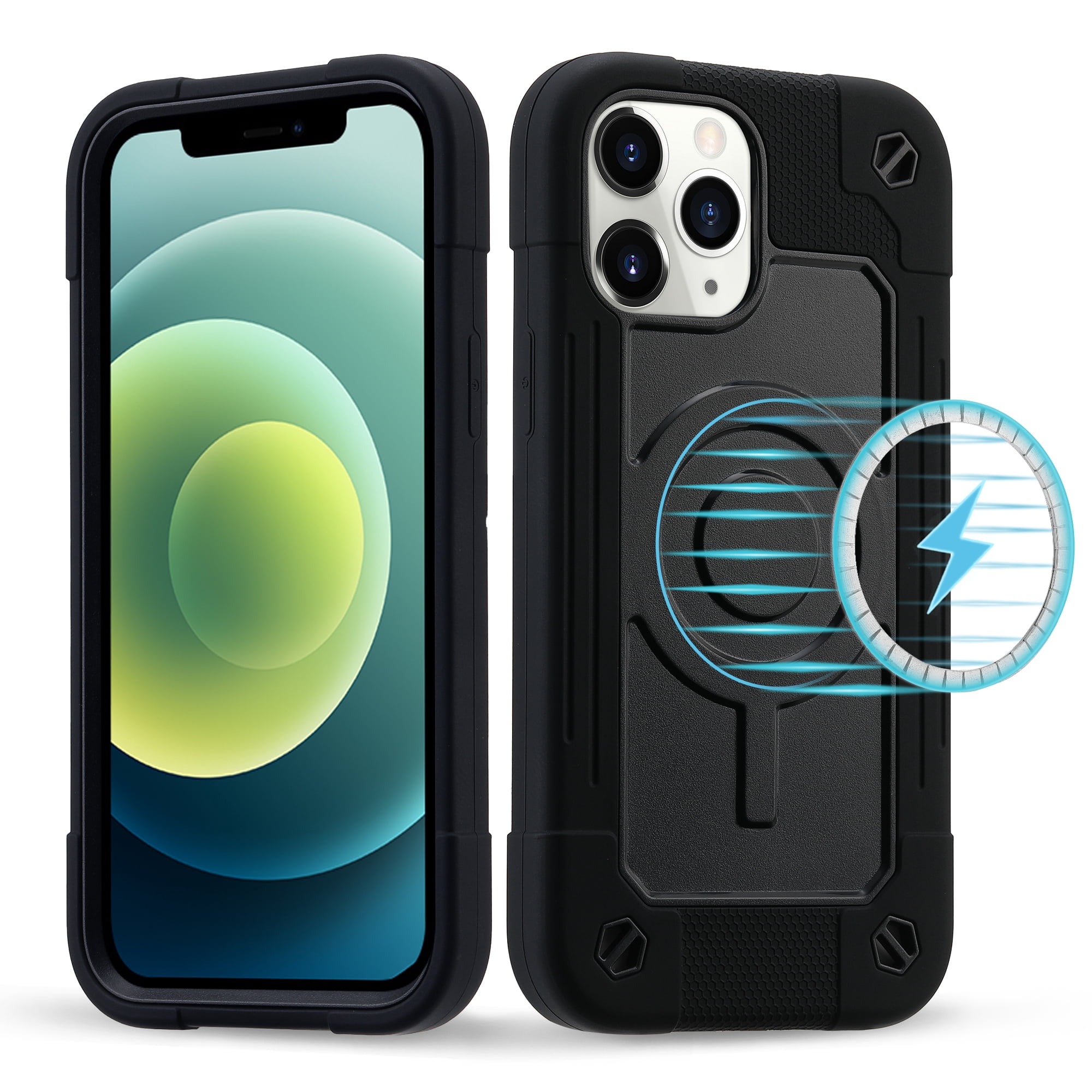 iPhone 12 Pro Case, iPhone 12 Case, [Compatible with MagSafe] Heavy Duty Drop Rugged Shockproof Durable Frame Protective Anti-Scratch Bumper Case for Apple iPhone 12 / 12 Pro 6.1 Inch 2020, Black