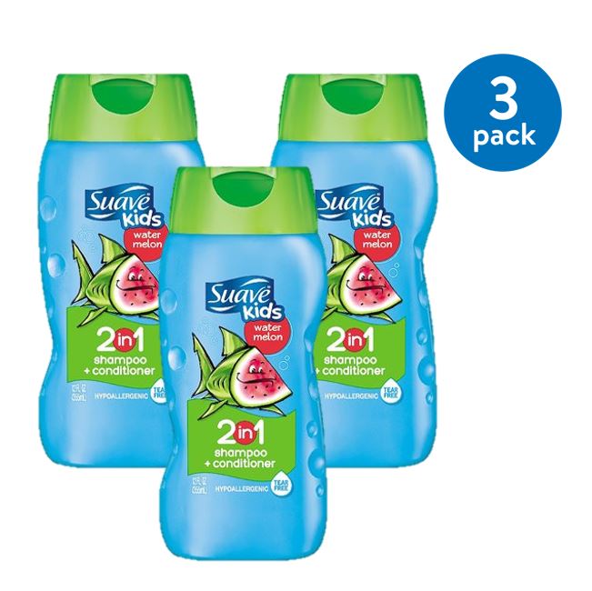 Suave Kids Watermelon 2 in 1 Shampoo and Conditioner, 12 oz (3 Pack