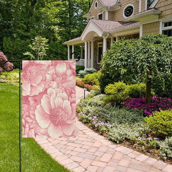 Pink Peonies Elegant Garden Flag 12x18 inch Double Sided Outside Yard Decorations for Home Outdoor