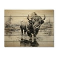 thumbnail image 3 of Designart "Reflective Bison I" Animals Print on Natural Pine Wood, 3 of 5