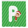 thumbnail image 3 of Ambesonne Christmas Alphabet Shower Curtain, Initials Concept, 69"Wx84"L, Green Dark Coral and White, 3 of 3