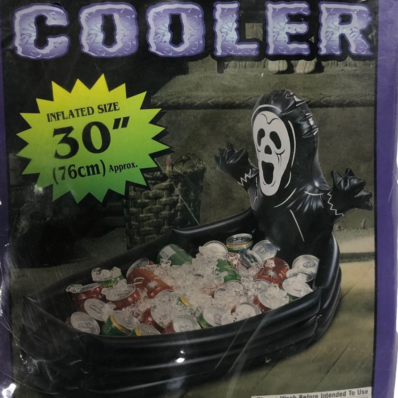 Inflatable 30 inch Halloween Cooler Skeleton Ice Chest