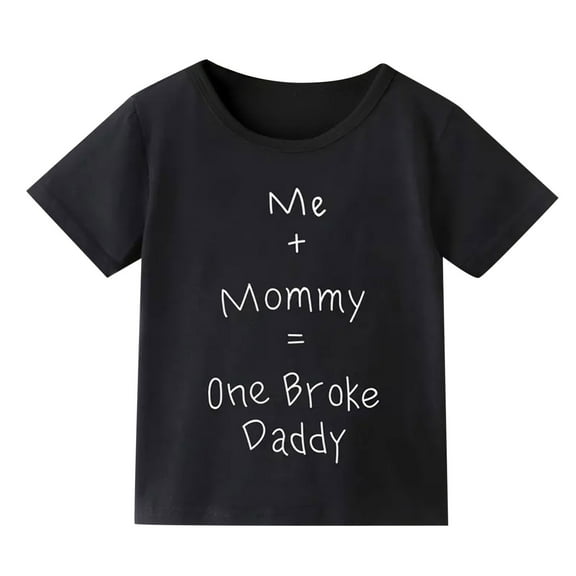 Little Kid Kids Toddler Baby Unisex Spring Summer Letter Print Short Sleeve Tshirt Clothes Long Sleeve Pajamas Girls Long Size 6t Girls Clothes Summer T Shirts for Nation for Teens 3-4 Years Black