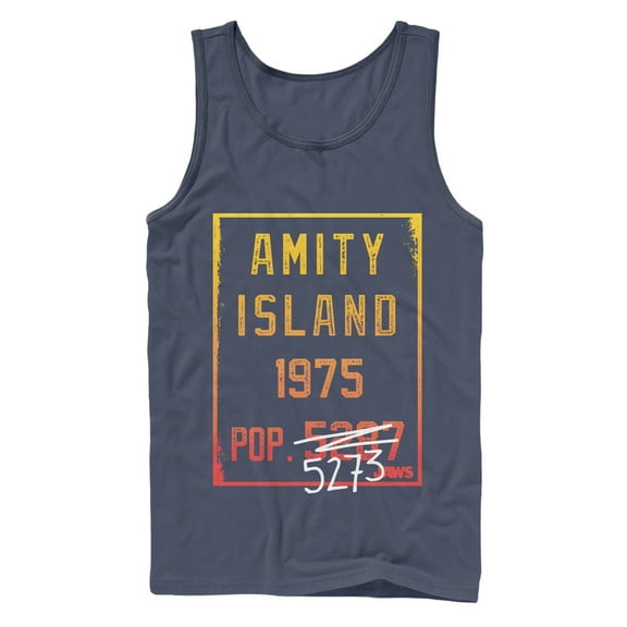 Men's Jaws Amity Island Population  Tank Top