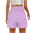 thumbnail image 4 of FAIWAD Summer Solid Color Shorts for Women High Waist Tie Front Wide Leg Shorts Casual Smocked Shorts with Pockets, 4 of 7