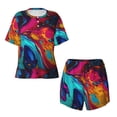 thumbnail image 4 of Lsque Colorful Abstract Swirls Women's Short-Sleeved Pajama Set - 2 Piece Soft and Lightweight Sleepwear Set-Small, 4 of 9