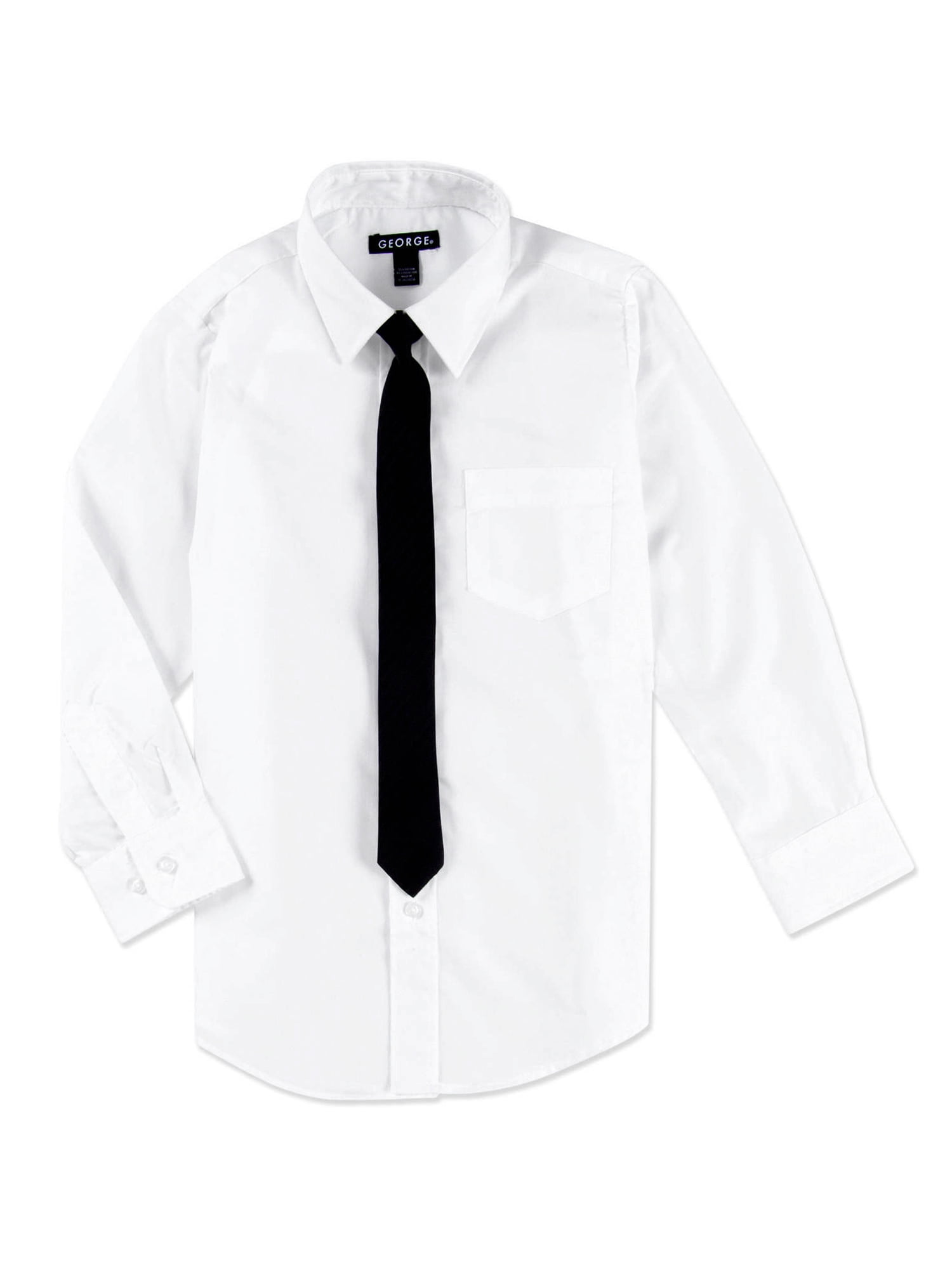 white dress shirt with black tie