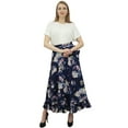 thumbnail image 2 of Phagun Cotton Ruffled Self Belt Floral Printed Magic Women's Wrap Skirt-Dark Navy Blue, 2 of 6