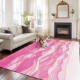 thumbnail image 2 of 5'x7' Area Rugs, Pink Ombre Indoor Outdoor Area Rug for Living Room Bedroom, Modern Moire Abstract Art Luxury Washable Bathroom Rugs Kitchen Floor Carpet Mats Home Decor Aesthetic, 2 of 8