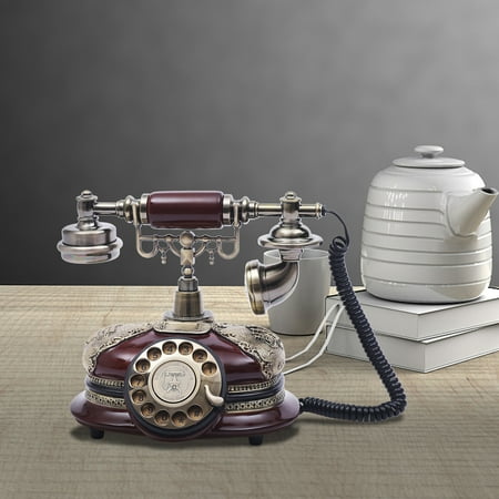American Style Vintage Phone, Retro Wired Rotary Dial Old Phone, Classic landline with Dialing Function For Home Office Cafe Bar Decoration