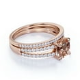 thumbnail image 3 of JeenMata Stunning 2 Carat Cushion Cut Peach created morganite and Moissanite Wedding Ring Set in Rose Gold, 3 of 6